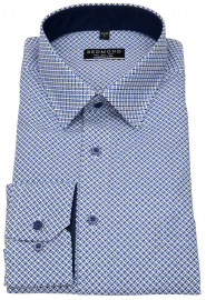 Redmond Hemd - Comfort Fit - Print - blau / weiß