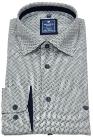 Redmond Hemd - Comfort Fit - Print - Casual - Kontrastknöpfe - grün / blau