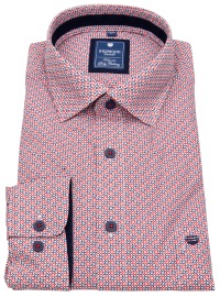 Redmond Hemd - Comfort Fit - Print - Casual - Kontrastknöpfe - rot / blau