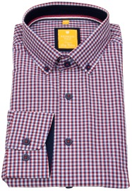Redmond Shirt - Modern Fit - Button Down Collar - Checked - Blue / Red