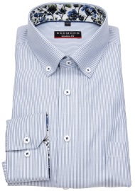 Redmond Hemd - Modern Fit - Button Down Kragen - Streifen - blau / weiß