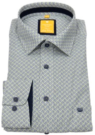 Redmond Hemd - Modern Fit - Print - Casual - Kontrastknöpfe - grün / blau