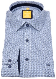 Redmond Hemd - Modern Fit - Print - Casual - Kontrastknöpfe - hellblau / blau