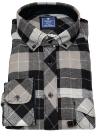 Redmond Hemd - Regular Fit - Button Down Kragen - kariert - schwarz / grau