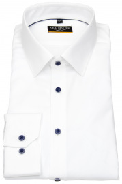Redmond Hemd - Slim Fit - Kentkragen - Twill - Kontrastknöpfe - weiß