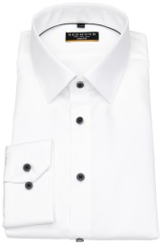 Redmond Shirt - Slim Fit - Kent Collar - Twill - Blacke Contrast Buttons - White