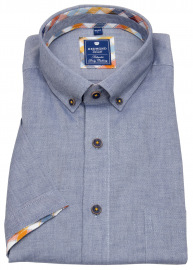 REDMOND Kurzarmhemd in Übergröße blau gemustert Herrenhemd Halbarmhemd 3XL 6XL