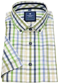 Redmond Short Sleeve Shirt - Comfort Fit - Button Down - Bio Baumwolle - Checked - Green