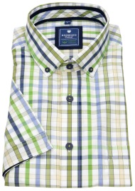 Redmond Kurzarmhemd - Comfort Fit - Button Down - Bio Baumwolle - kariert - grün