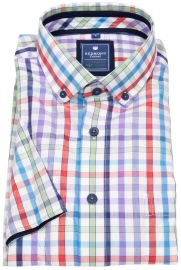 Redmond Kurzarmhemd - Comfort Fit - Button Down - Bio Baumwolle - kariert - mehrfarbig