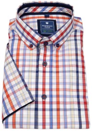 Redmond Kurzarmhemd - Comfort Fit - Button Down - Bio Baumwolle - kariert - rot