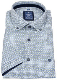 Redmond Kurzarmhemd - Comfort Fit - Button Down Kragen - blau / grün