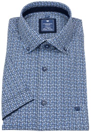 Redmond Kurzarmhemd - Comfort Fit - Button Down Kragen - dunkelblau / blau