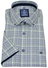 Redmond Kurzarmhemd - Comfort Fit - Button Down Kragen - kariert - blau / grün