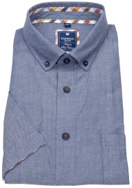 Redmond Kurzarmhemd - Comfort Fit - Button Down Kragen - Kontrastknöpfe - blau