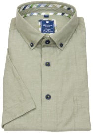 Redmond Kurzarmhemd - Comfort Fit - Button Down Kragen - Kontrastknöpfe - braun