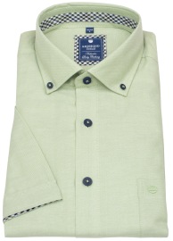 Redmond Kurzarmhemd - Comfort Fit - Button Down Kragen - Kontrastknöpfe - grün