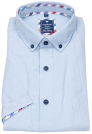 Redmond Kurzarmhemd - Comfort Fit - Button Down Kragen - Kontrastknöpfe - hellblau