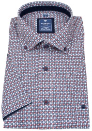Redmond Kurzarmhemd - Comfort Fit - Button Down Kragen - rot / hellblau