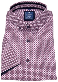 Redmond Kurzarmhemd - Comfort Fit - Button Down Kragen - rot / weiß