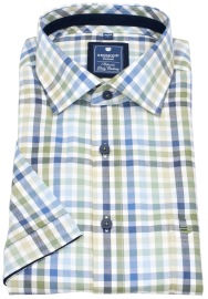 Redmond Kurzarmhemd - Comfort Fit - kariert - blau / grün