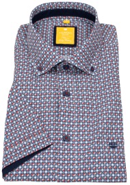 Redmond Kurzarmhemd - Modern Fit - Button Down Kragen - blau / rot