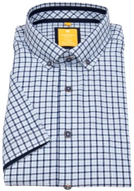 Redmond Kurzarmhemd - Modern Fit - Button Down Kragen - kariert - blau - ohne OVP