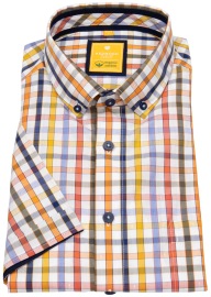 Redmond Kurzarmhemd - Modern Fit - Button Down Kragen - kariert - mehrfarbig