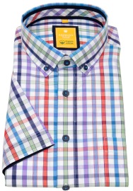 Redmond Short Sleeve Shirt - Modern Fit - Button Down Collar - Checked - Multicolored