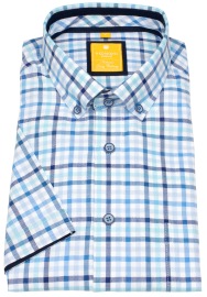 Redmond Kurzarmhemd - Modern Fit - Button Down Kragen - kariert - türkis