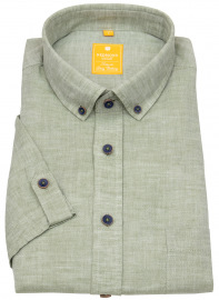 Redmond Kurzarmhemd - Modern Fit - Button Down Kragen - Leinen - oliv