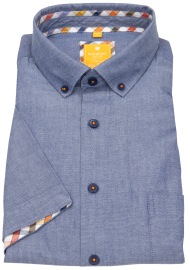 Redmond Kurzarmhemd - Modern Fit - Button Down Kragen - Oxford - blau