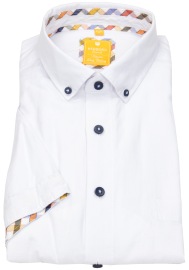 Redmond Kurzarmhemd - Modern Fit - Button Down Kragen - Oxford - weiß