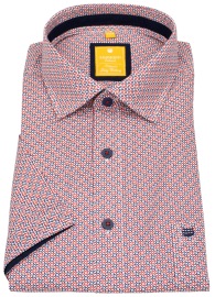 Redmond Kurzarmhemd - Modern Fit - Print - rot / blau