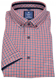 Redmond Kurzarmhemd - Regular Fit - Button Down Kragen - kariert - rot