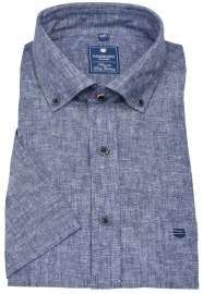 Redmond Kurzarmhemd - Regular Fit - Button Down Kragen - Leinen - blau