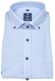 Redmond Kurzarmhemd - Regular Fit - Button Down Kragen - Leinen - hellblau