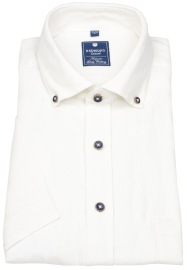 Redmond Kurzarmhemd - Regular Fit - Button Down Kragen - Leinen - weiß