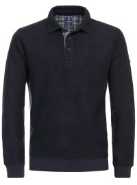 Redmond Pullover - Polokragen - Knopfleiste - dunkelblau
