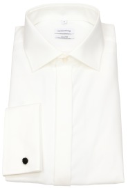 Seidensticker Gala Shirt - Shaped Fit - Kent Collar - Double Cuff - Light Beige