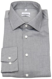 Seidensticker Shirt - Regular Fit - Kent Collar - Chambray - Grey - w/o OP