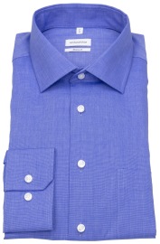 Seidensticker Shirt - Regular Fit - Kent Collar - Fil-a-Fil - Blue