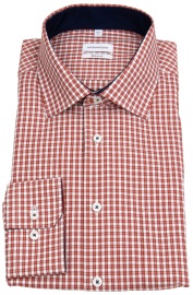 Seidensticker Shirt - Regular Fit - Kent Collar - Checked - Orange / White