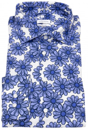 Seidensticker Hemd - Regular Fit - Kentkragen - Print - blau / weiß