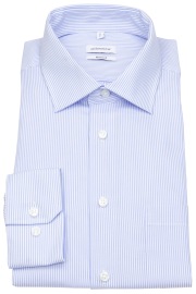 Seidensticker Hemd - Regular Fit - Kentkragen - Streifen - hellblau / weiß