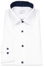 Seidensticker Shirt - Shaped Fit - Kent Collar - Contrast Buttons - White