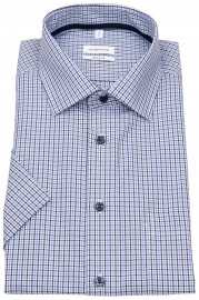 Seidensticker Kurzarmhemd - Regular Fit - kariert - blau / schwarz / weiß