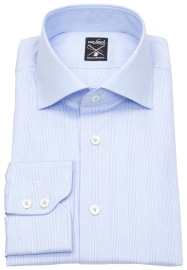van Laack Shirt - Tailor Fit - Cutaway Collar - Meisterwerk - Fine Checked - Light Blue