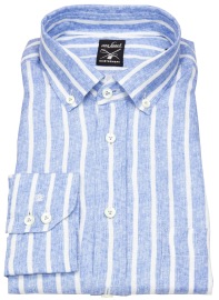 van Laack Leinenhemd - Tailor Fit - Button Down - Streifen - blau / weiß - ohne OVP