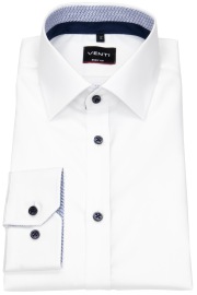 Venti Shirt - Body Fit - Kent Collar - Contrast Buttons - White